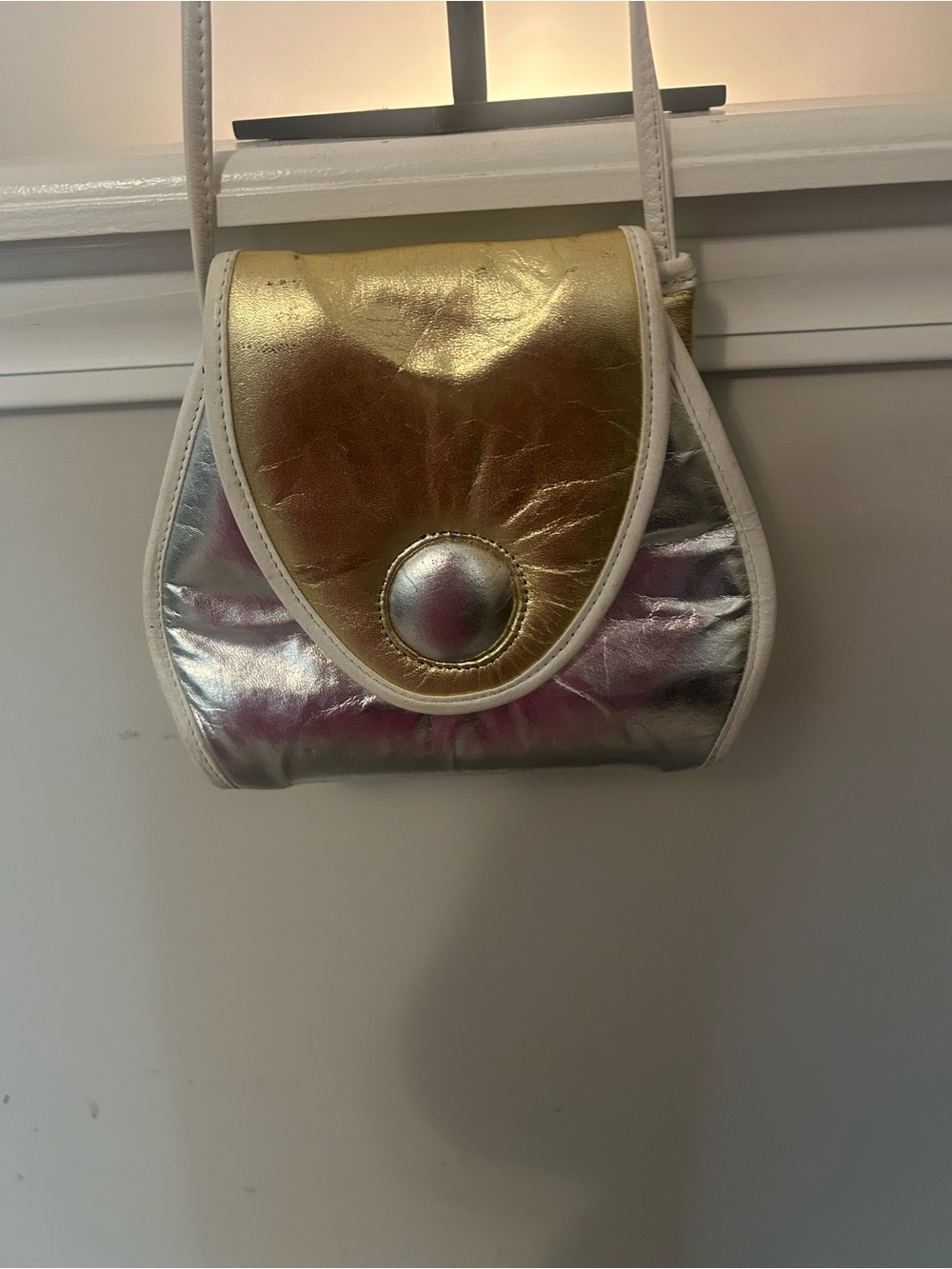 Vintage 80’s Noble Handbags Inc. Metallic Leather bag made in USA.